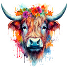 Flower Power Highland Cow Art Print 3