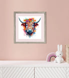 Flower Power Highland Cow Art Print 2