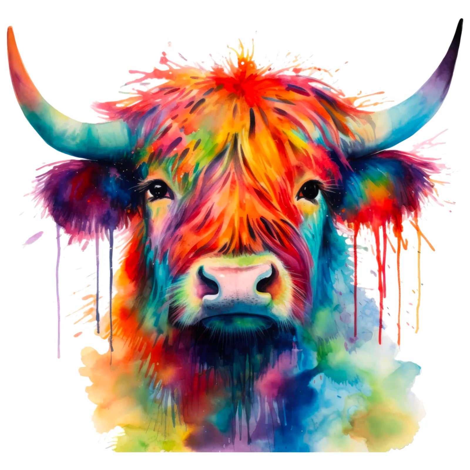 Paint Splash Highland Cow Art Print 3