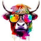 Spectacles Paint Splash Highland Cow Art Print 3