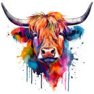 Oil Colours Splash Highland Cow Art Print 3