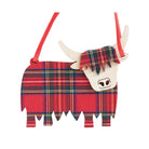 Highland Cow Hanging in Red Royal Check Tartan