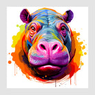 Awesome Bright Paint Splash Hippo Art Print 1