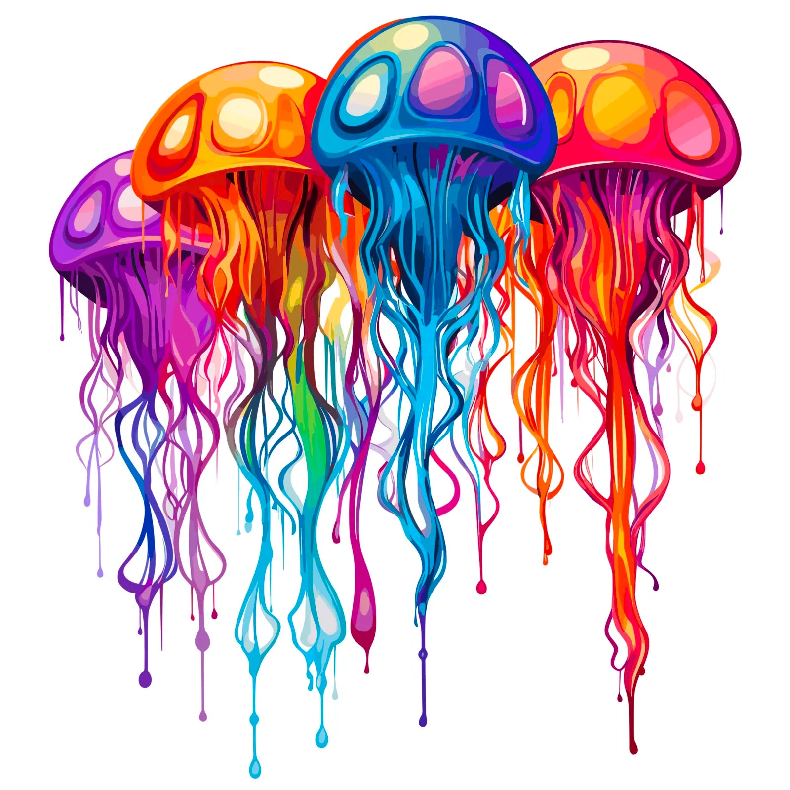 Bright Electric Jellyfish Digital Art Print 3