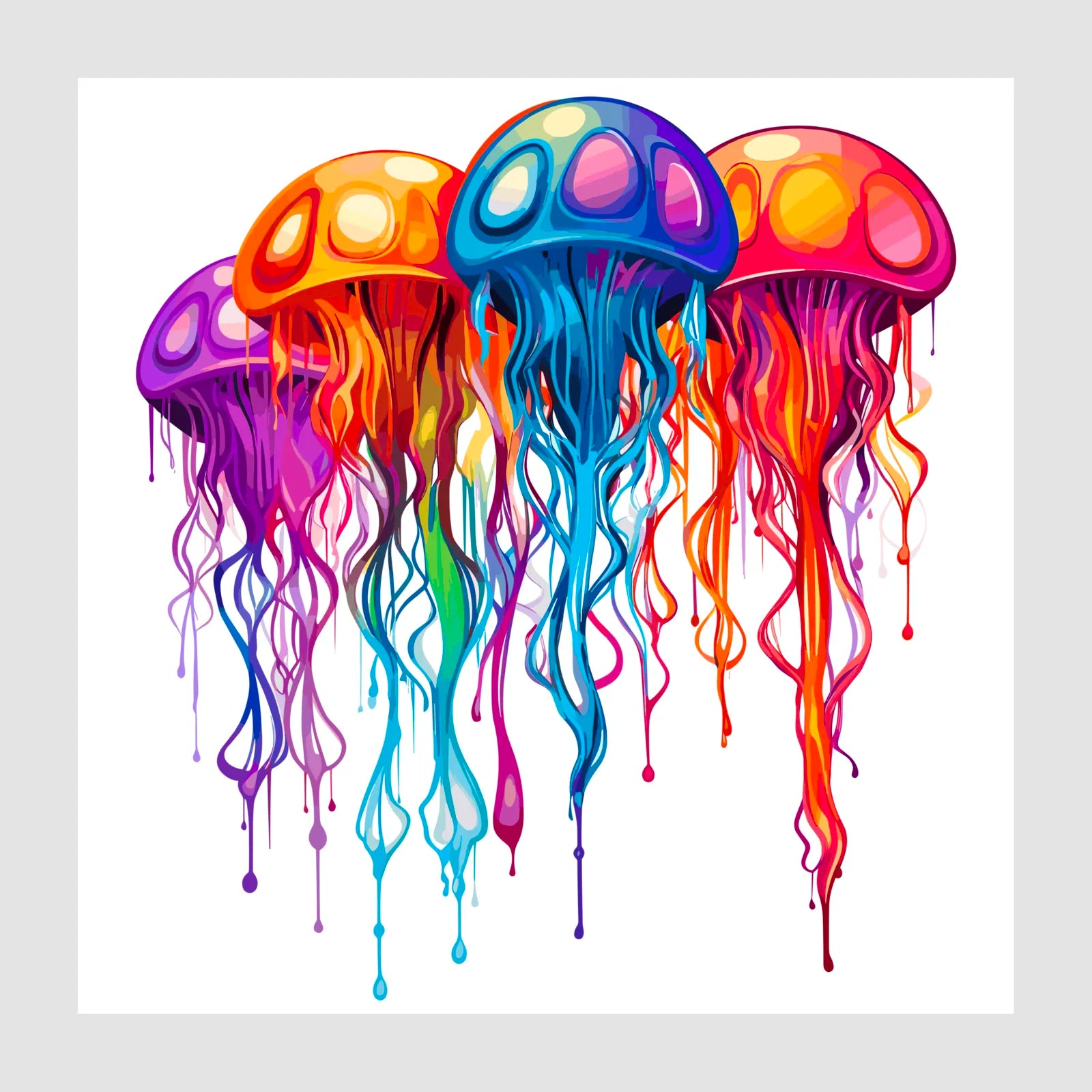 Bright Electric Jellyfish Digital Art Print 1