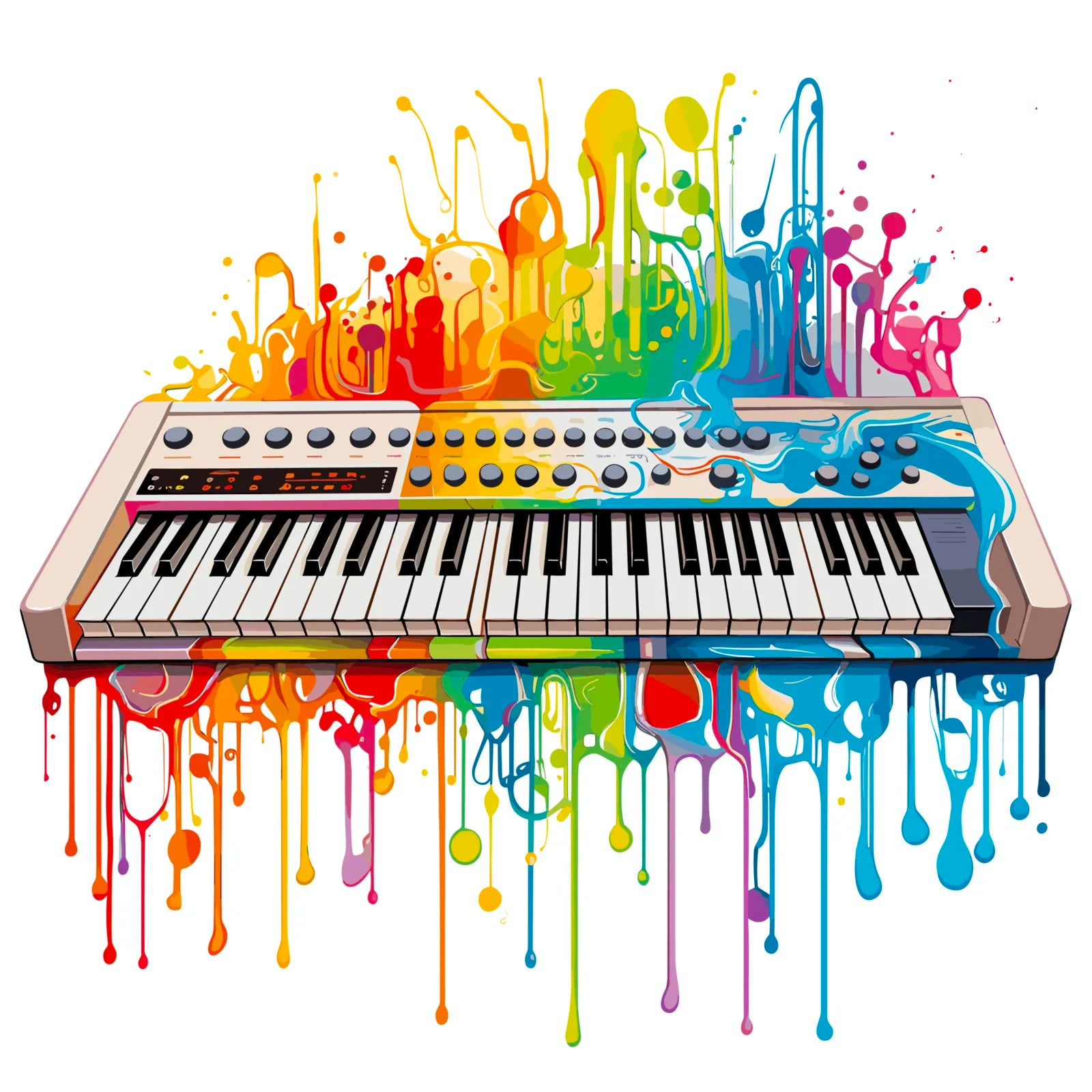 Electric Keyboard Paint Splash Digital Artwork 3