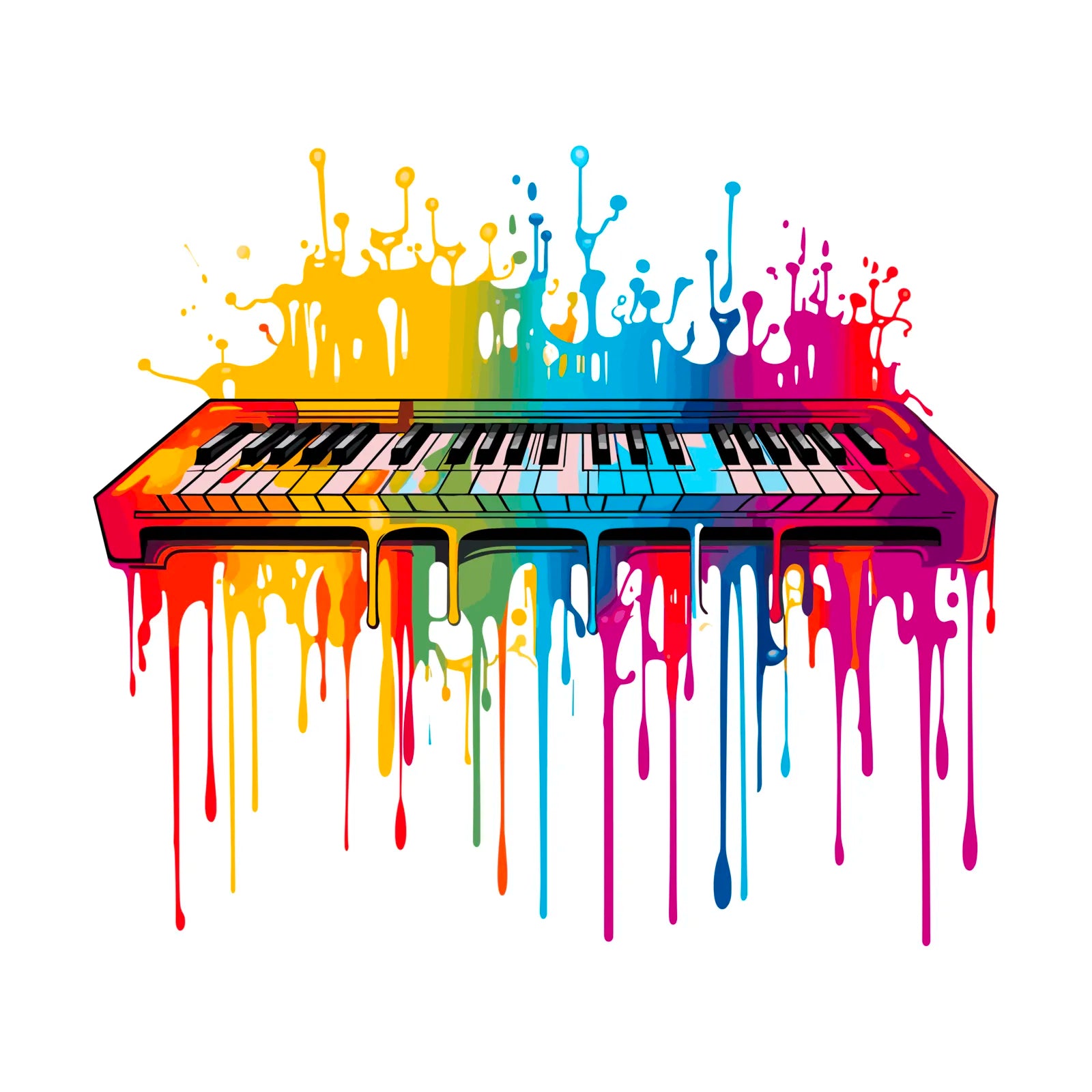 Electric Keyboard Paint Explosion Digital Artwork 3