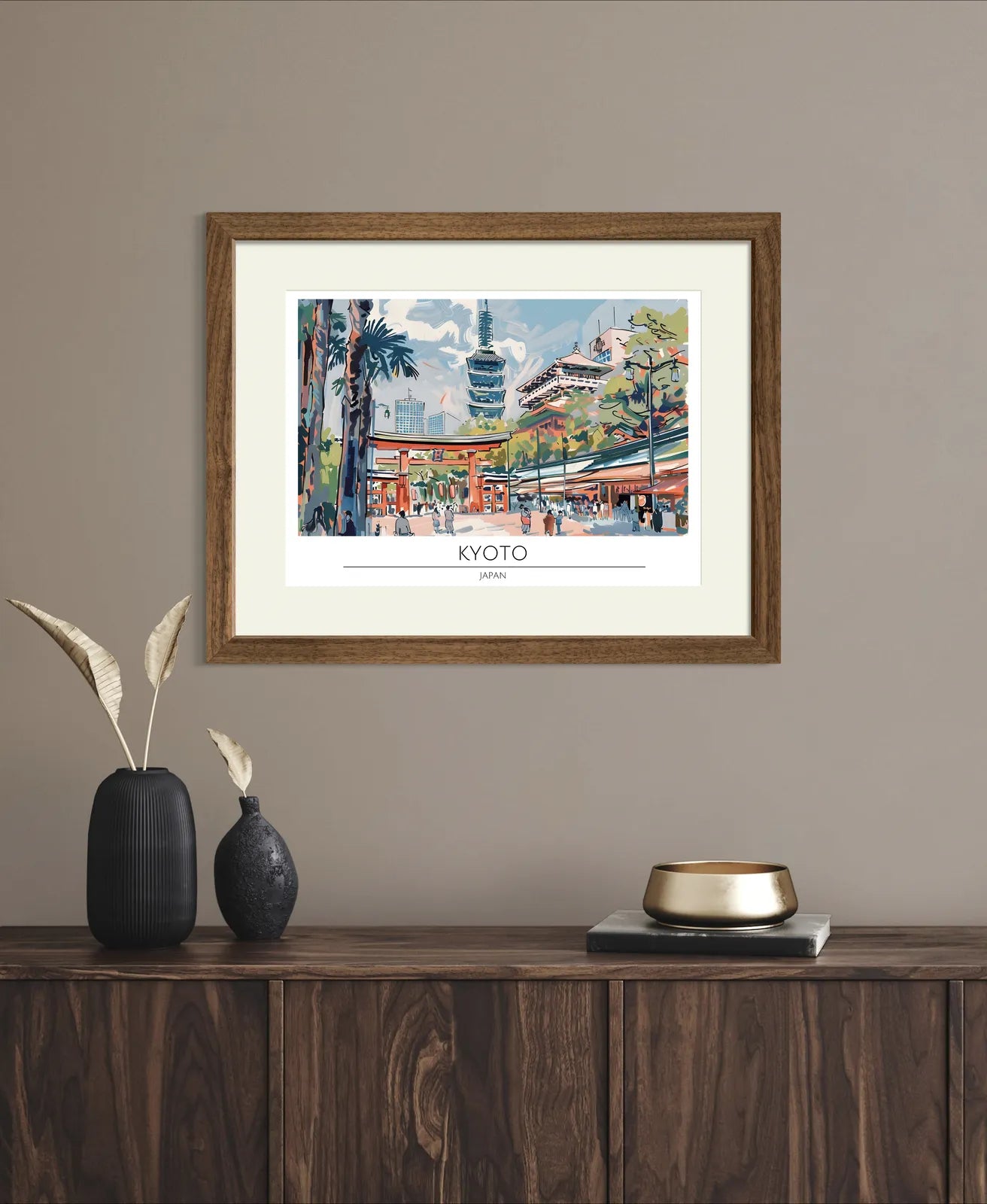 Kyoto Cityscape with Pagoda and Skyscrapers Art Print 2