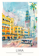 Lima Street Scene with Cafés Art Print 3