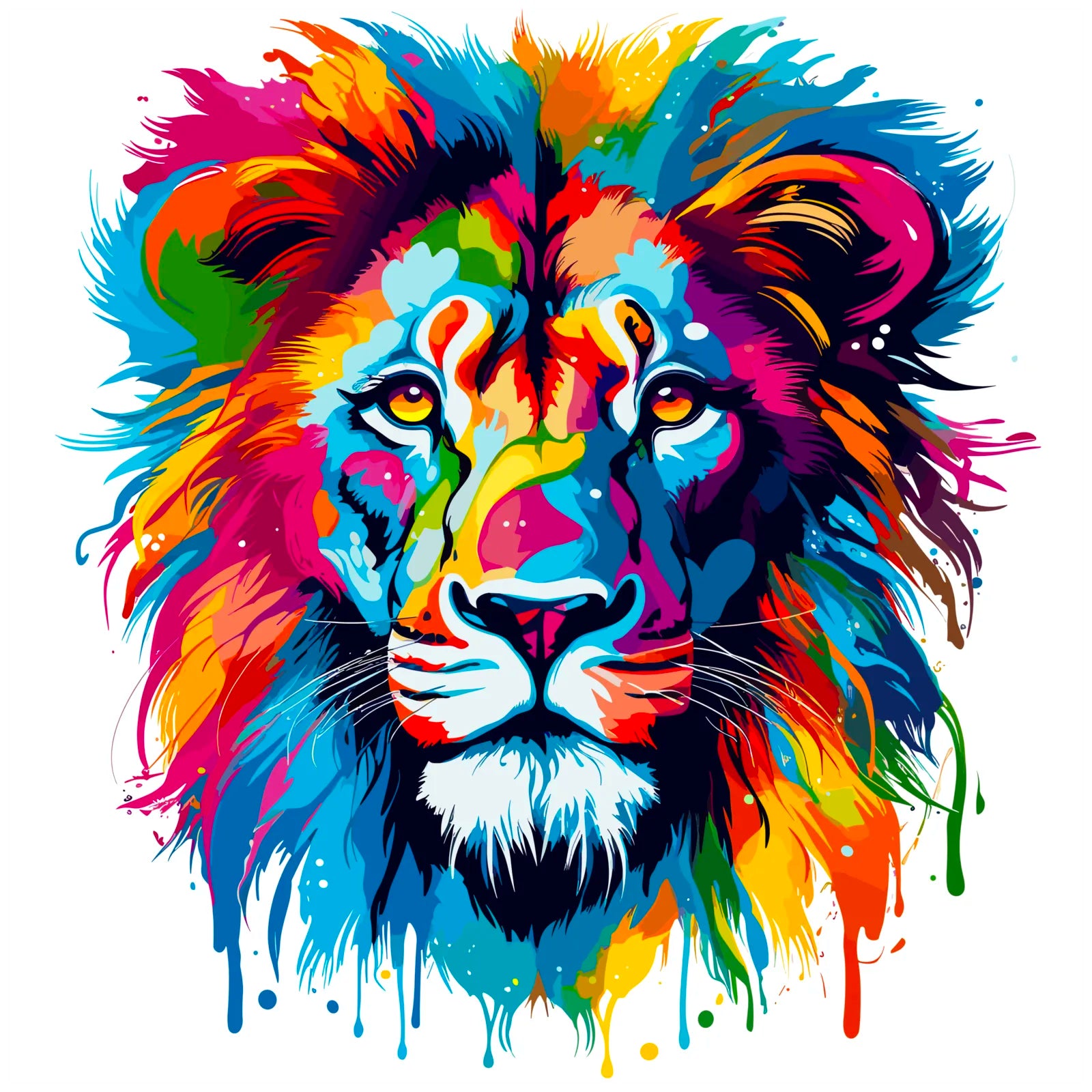 Multi Colours Mane On Lion Art Print 3