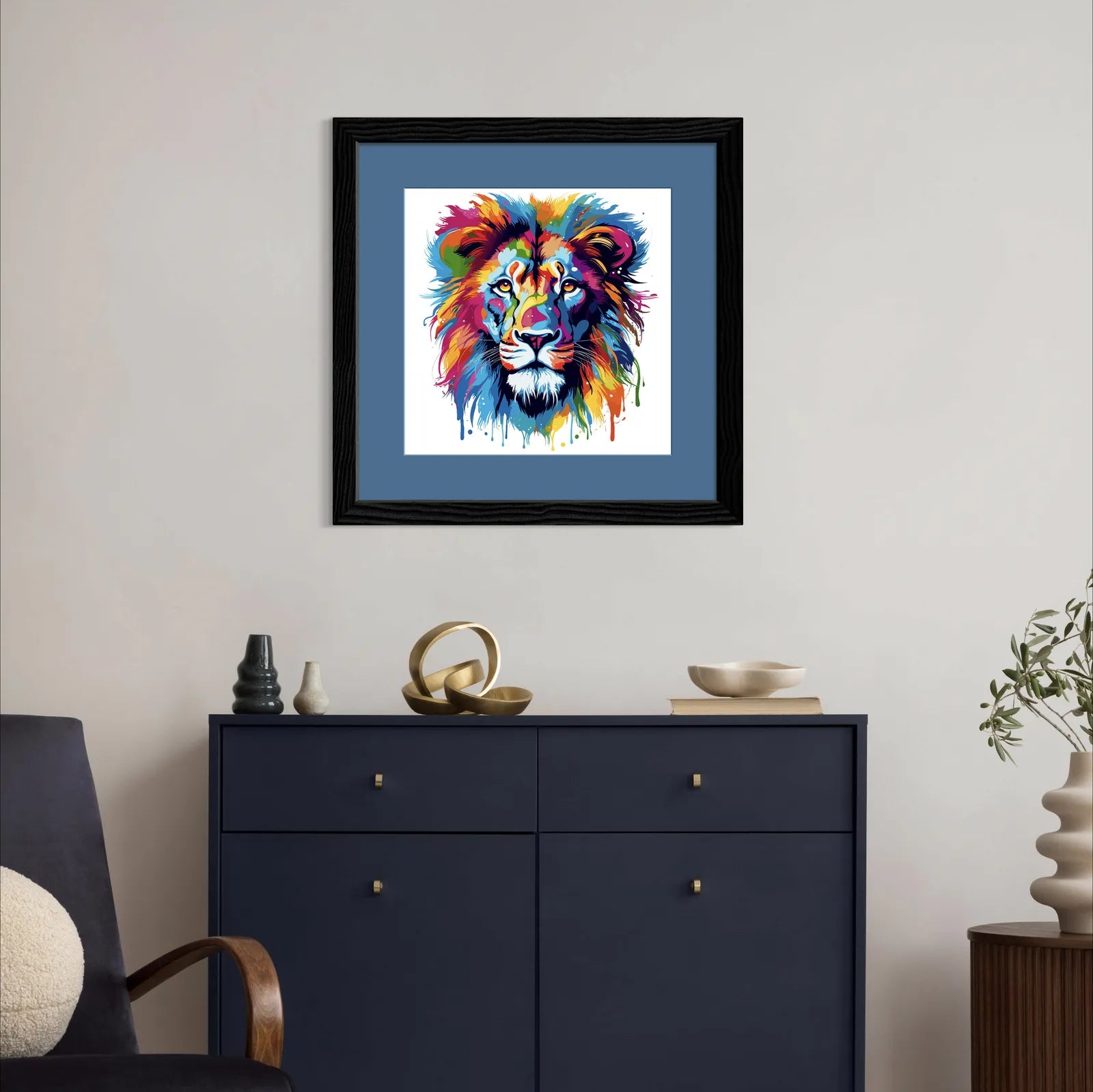 Multi Colours Mane On Lion Art Print 2