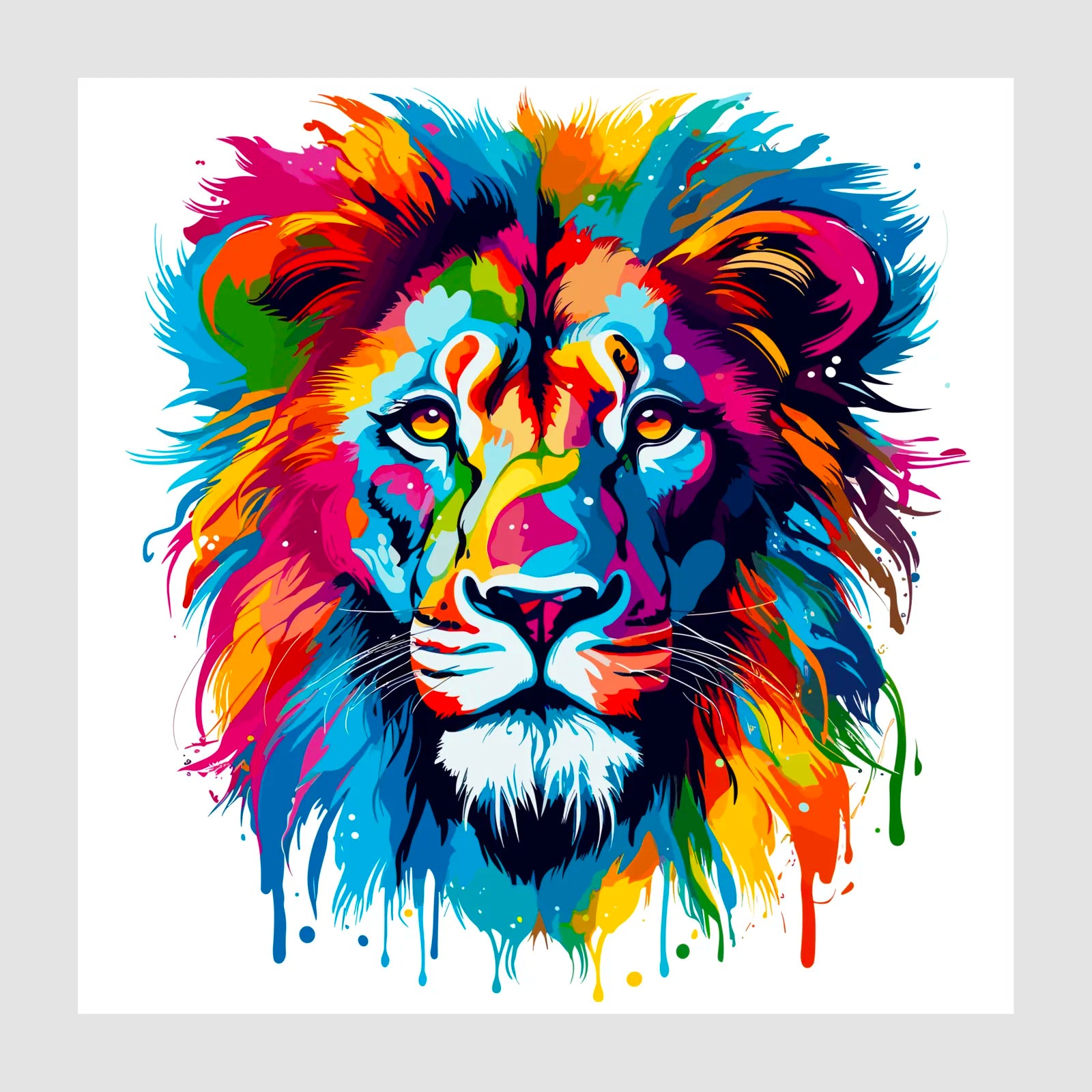 Multi Colours Mane On Lion Art Print 1