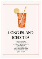 Long Island Iced Tea Art Print – Retro Red & White Bar Decor 3