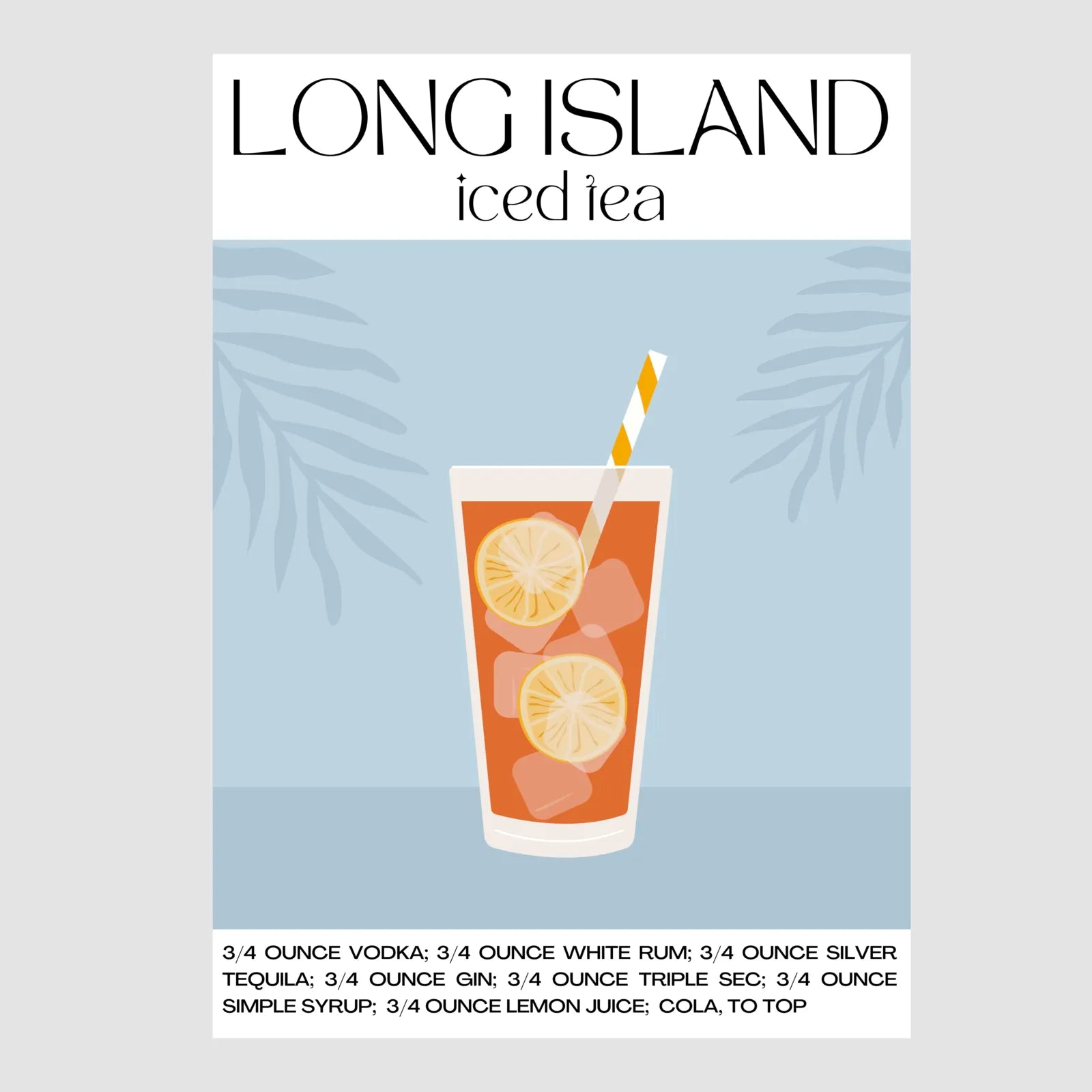 Long Island Iced Tea Art Print – Retro Aqua & Fern Decor 1