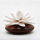 Porcelain Lotus Flower On Acacia Wood Base Oil Diffuser 1