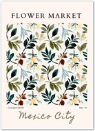 Mexico City Flower Market Print – Earthy Watercolour Foliage Art