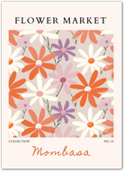 Mombasa Daisy Art Print – Tropical Florals in Peach and Lilac