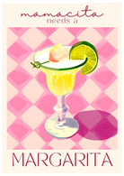 Margarita Art Print – Retro Pink & Cream Bar Decor 3