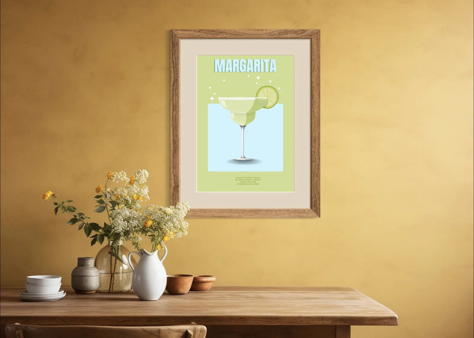 Margarita Art Print – Bold Lime Green & Powder Blue Decor 2