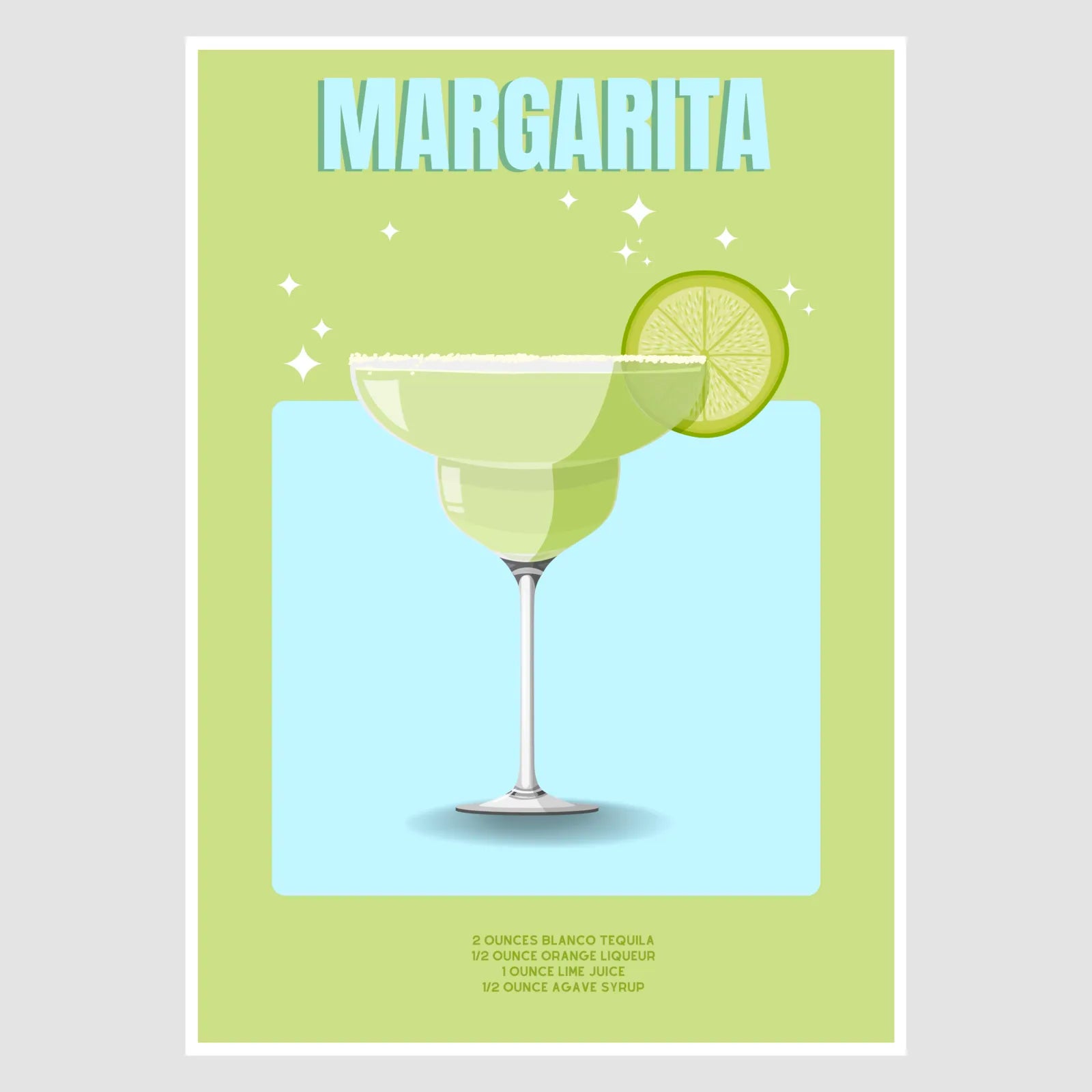 Margarita Art Print – Bold Lime Green & Powder Blue Decor 1