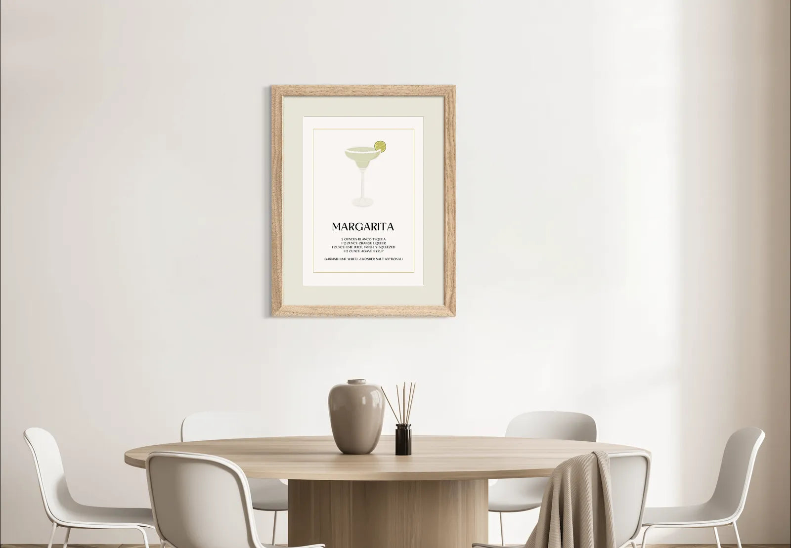 Margarita Art Print – Minimalist Ochre Border Cocktail Decor 2