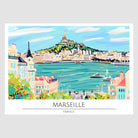 Old Port Marseille with Boats and Hills Art Print 1