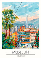 Medellín Town Building with Balconies Art Print 3