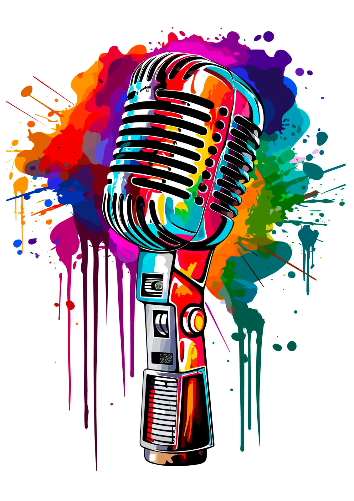 Retro Paint Drip Design Microphone Art 3