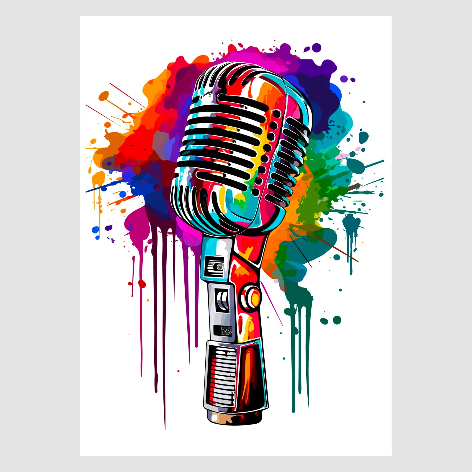 Retro Paint Drip Design Microphone Art 1