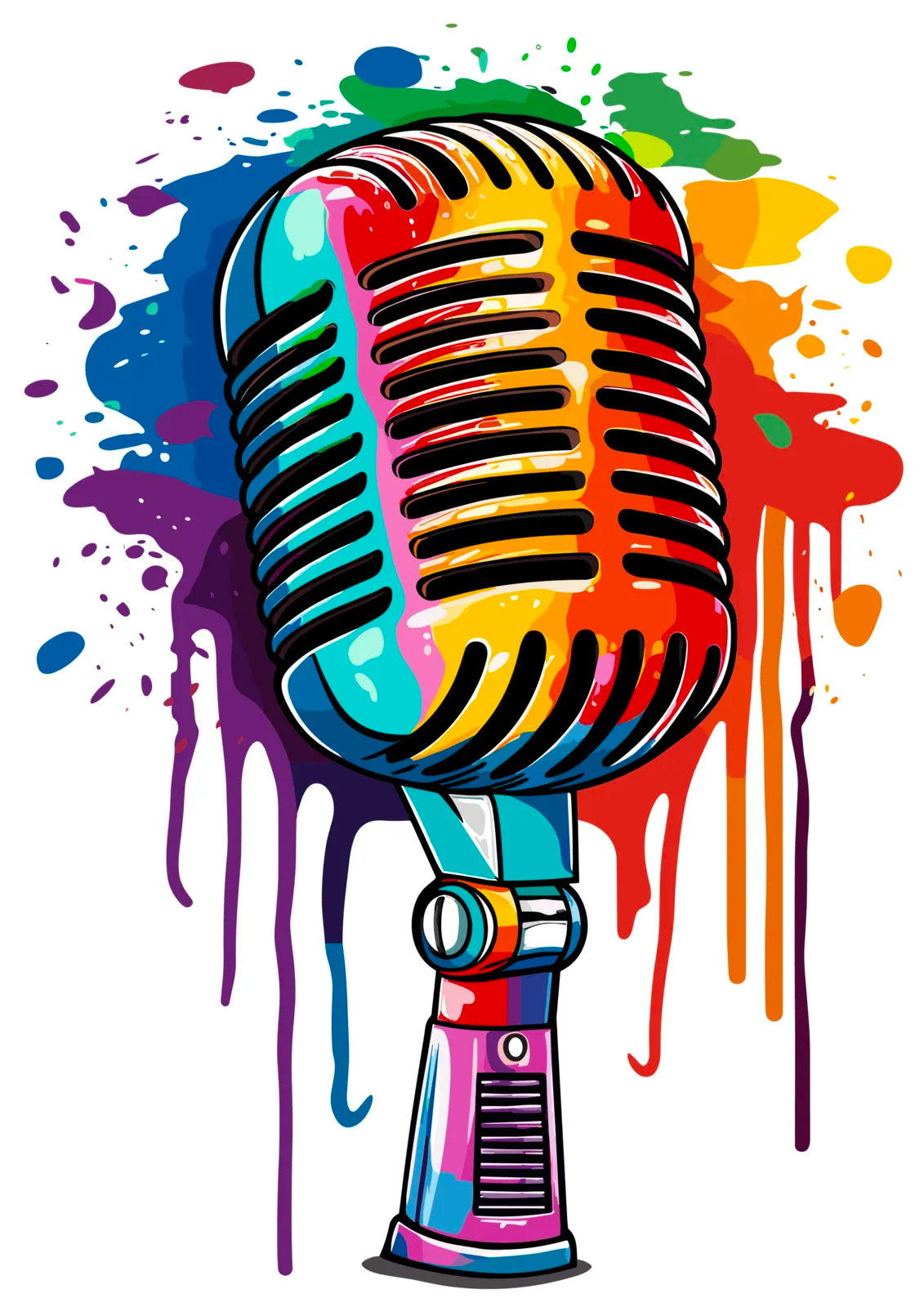 Retro Paint Splashes Microphone Art 3