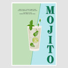 Mojito Art Print – Bold Green & Aqua Retro Cocktail Design 1