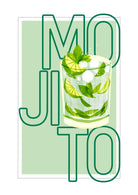 Mojito Art Print – Green Retro Cocktail Design 3