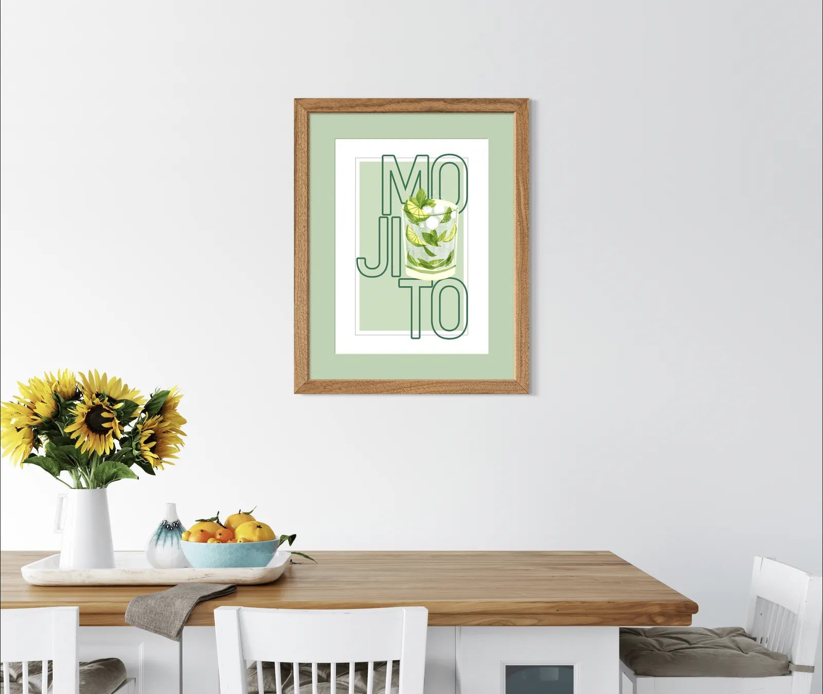 Mojito Art Print – Green Retro Cocktail Design 2