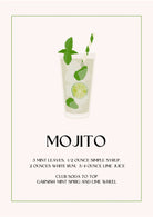 Mojito Art Print – Simple Green & White Cocktail Design 3