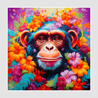 Flower Power Chimp Bright Paint Art Design 1