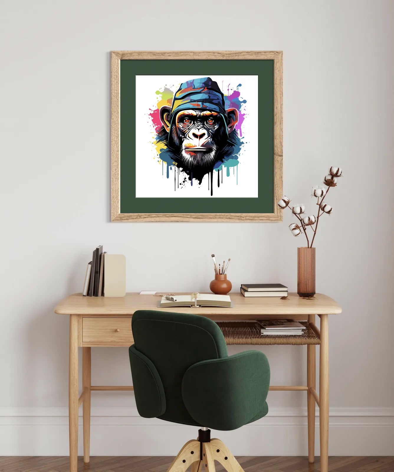 Paint Drip Monkey With Bucket Hat Art Print 2