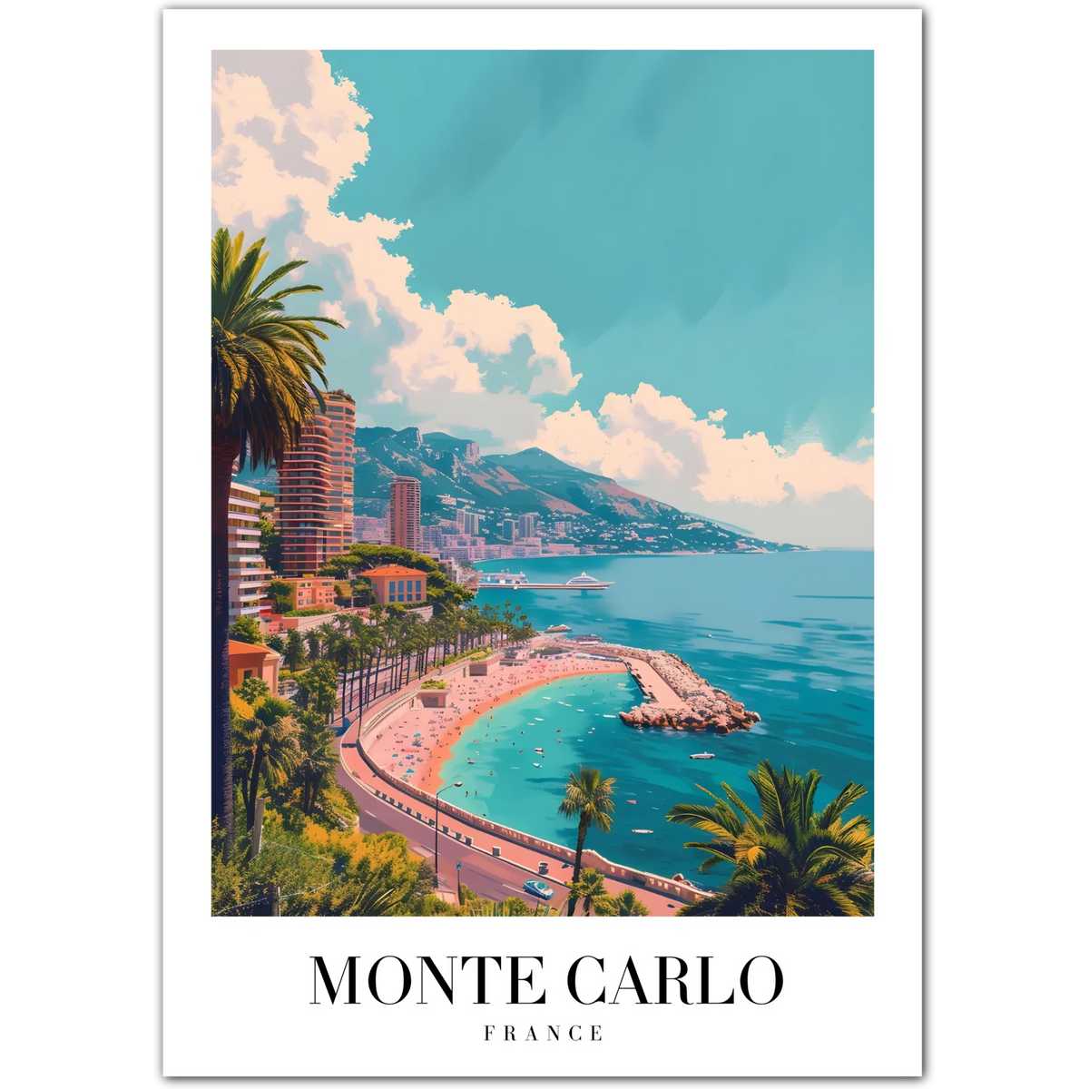 Luxury Monte Carlo Art Print – Coastal Views & Glamor in Monaco – Jazz ...