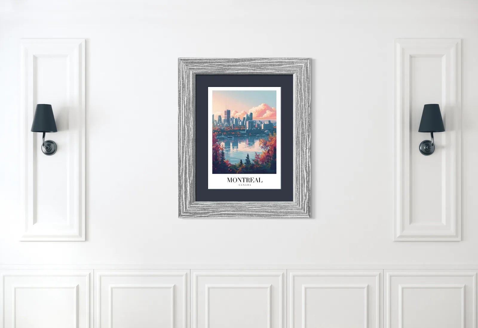 Montreal Autumn Art Print With Skyline And St. Lawrence River 2