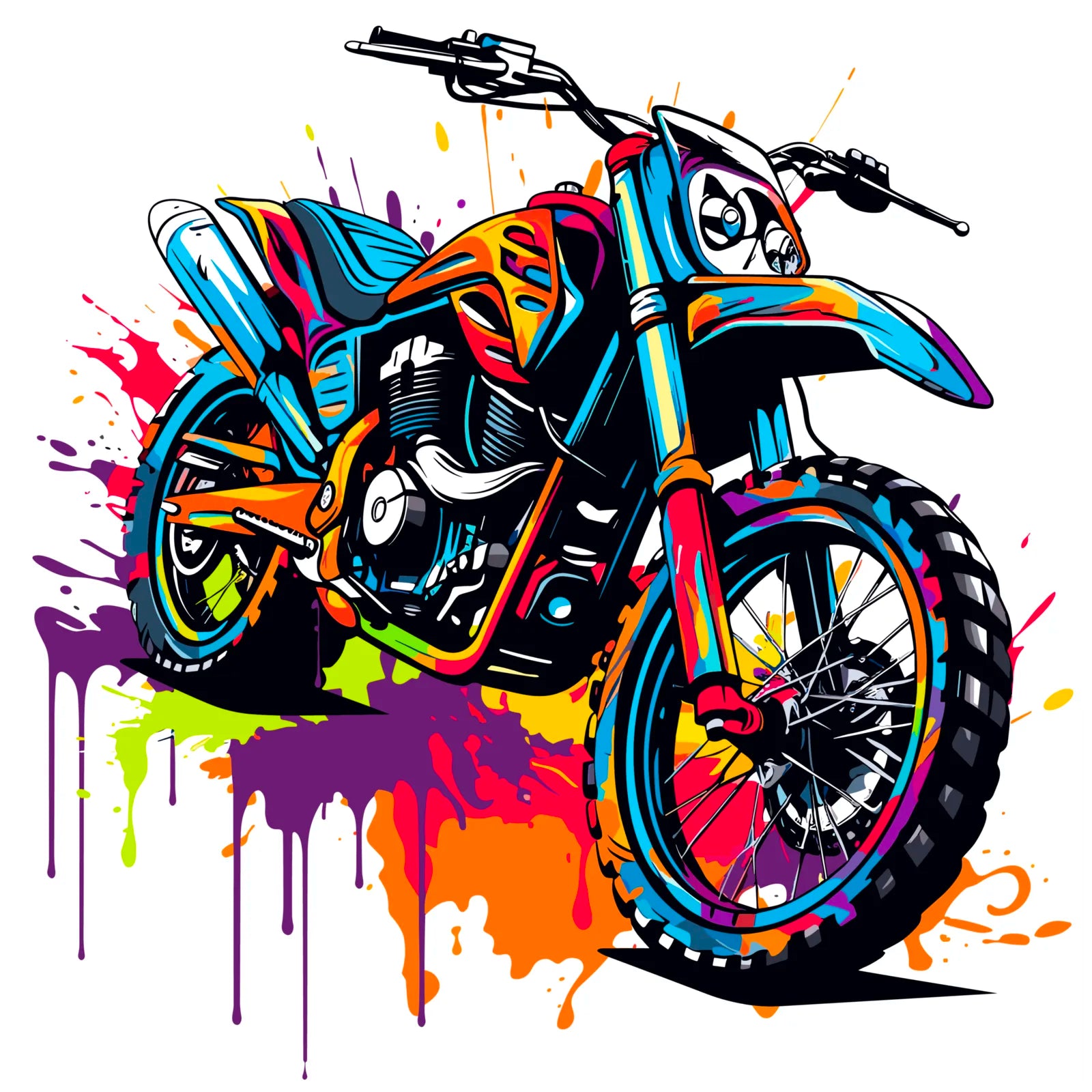 Rally Motorbike In Paint Explosion Design 3