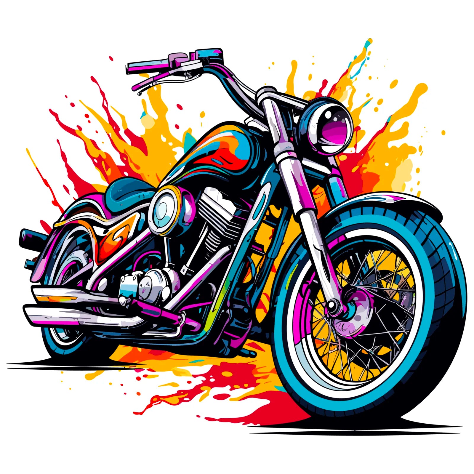 Awesome Motorbike In A Paint Explosion Design 3