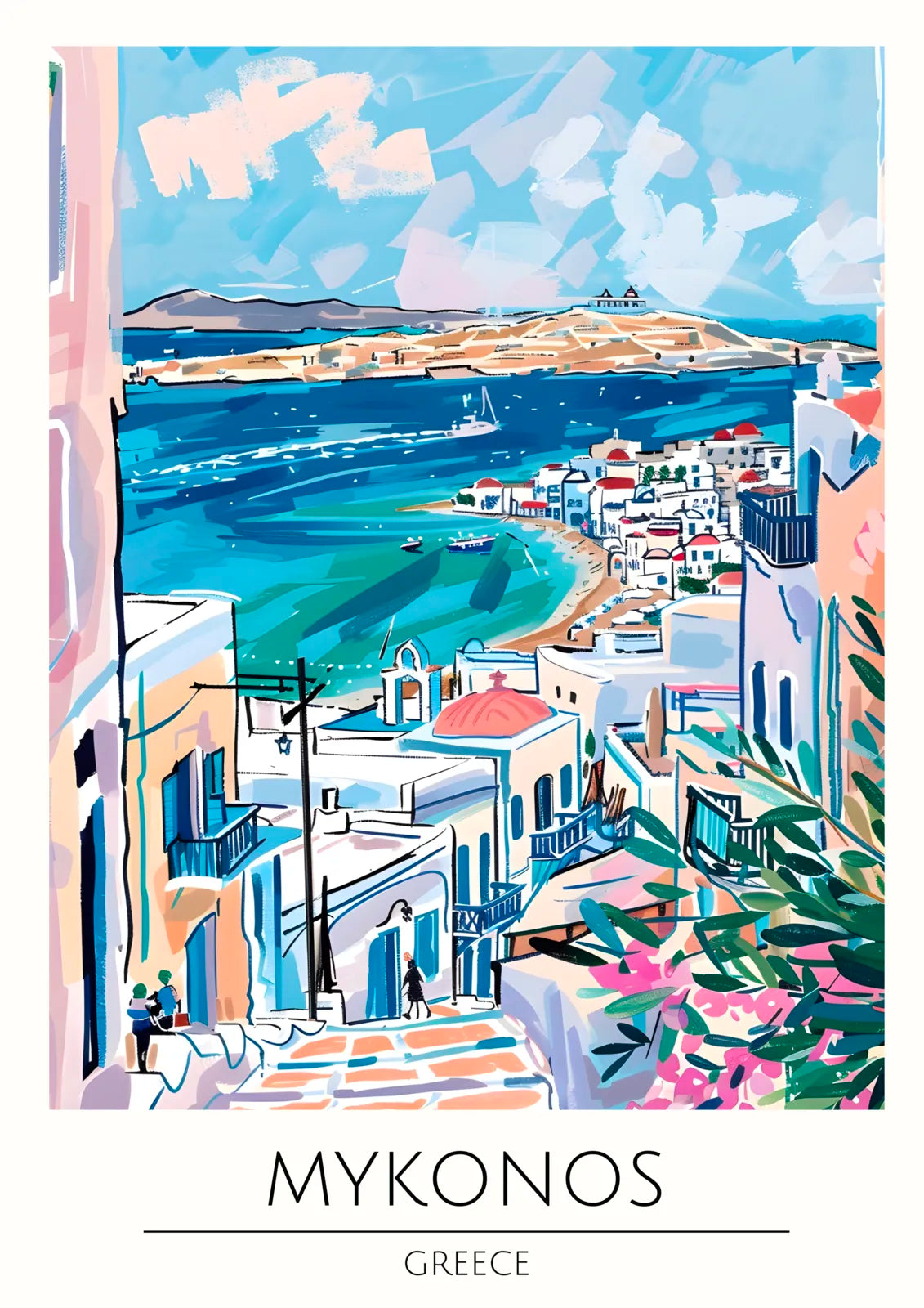 Mykonos Coastal View Art Print 3