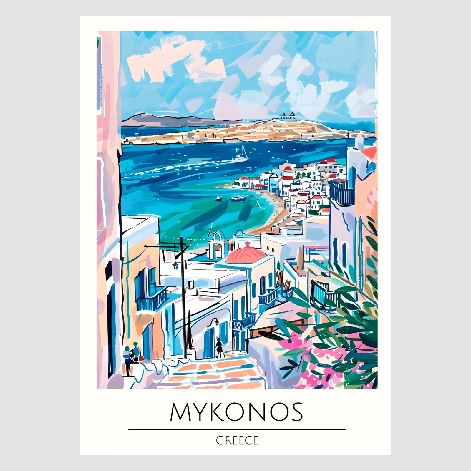 Mykonos Coastal View Art Print 1