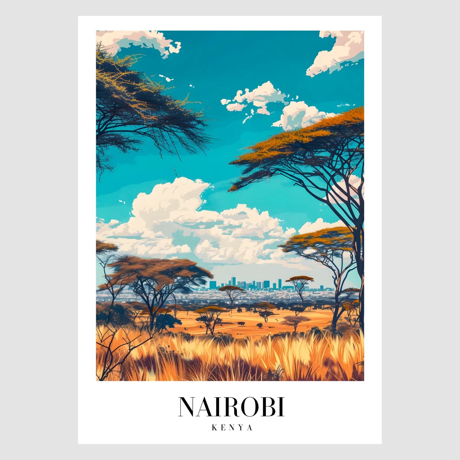 Nairobi Art Print With Golden Reserve And Modern Cityscape 1