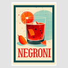 Negroni Art Print – Vintage Lemon & Teal Cocktail Design 1