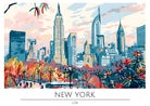 New York Cityscape With Autumn Trees And Skyscrapers Art Print 3