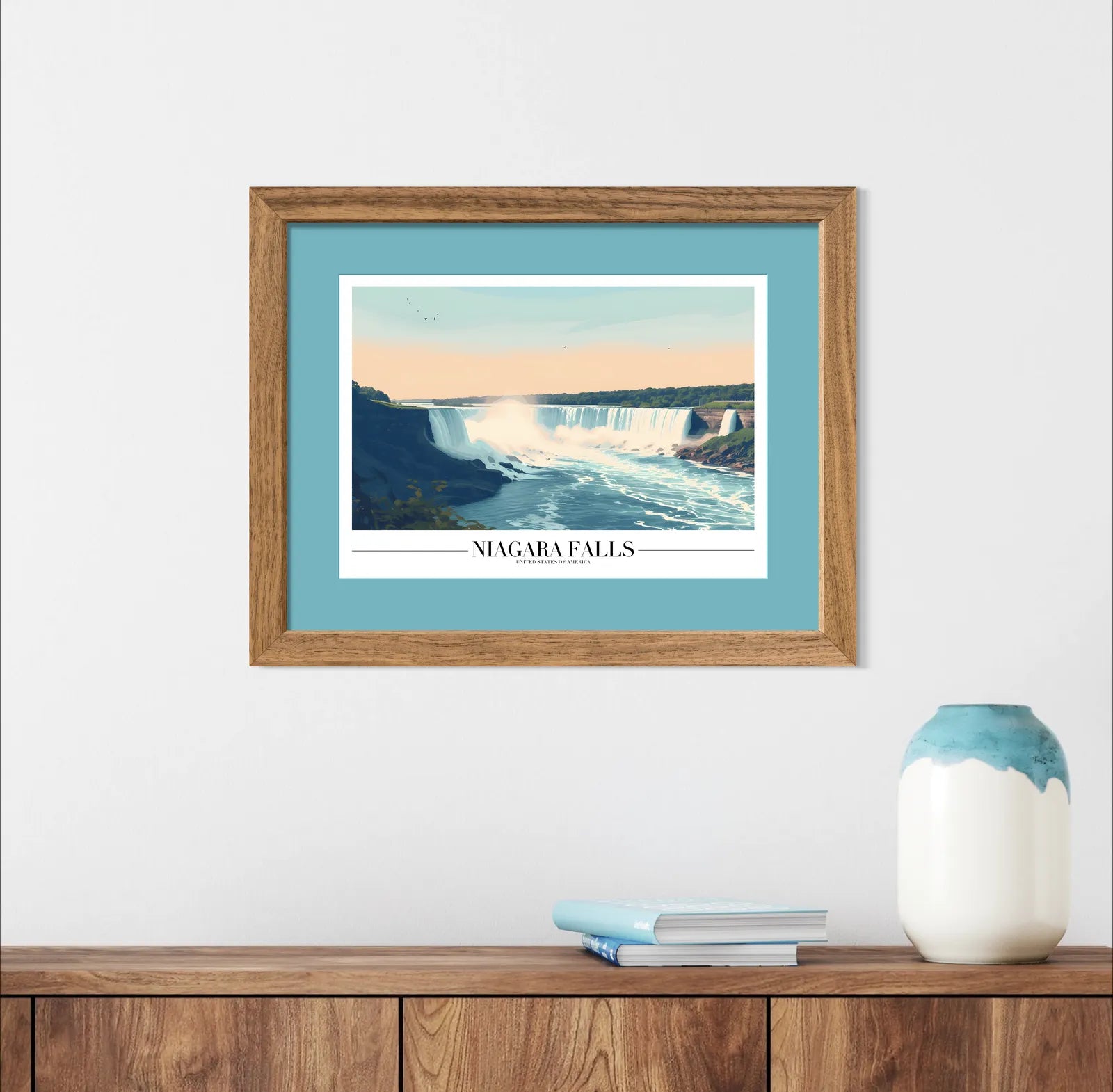 Niagara Falls Art Print with Iconic Waterfalls and Blue Waters 2