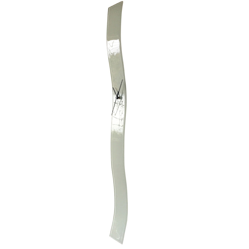 LONG CREAMY WHITE GLASS WALL CLOCK side