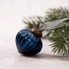 Set Of 6 Old Navy Ribbed Glass Lantern Christmas Baubles With Ribbons