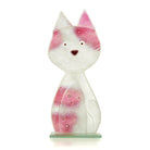 Cute Large White and Pink Glass Cat