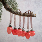 Set of 6 Small Mixed Design 3cm Peach Luster Glass Baubles